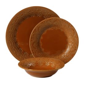12-Piece Ceramic Dinnerware Set, Caramel