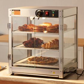 3-Tier Commercial Food Warmer Display Countertop Pizza Cabinet With Light (Option: silver)