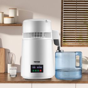 1.1Gal Water Distiller, 0.3Gal/H, 750W Distilled Water Maker Machine 0-99H Timing Set Temp Display, 304 Stainless Steel Countertop Distiller Plas (Option: White)