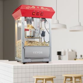 Popcorn Popper Machine 8 Oz Countertop Popcorn Maker 850W 48 Cups Red (Option: red)