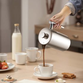 French Press Coffee Maker 34 Oz Stainless Steel French Coffee Press Silver (Option: silver)